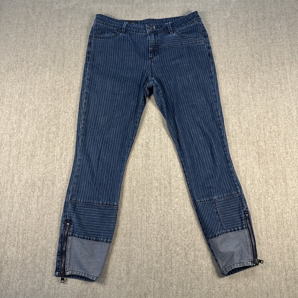 Armani Exchange AX Jeans Womens 29 Cropped Skinny Pinstripe Zipper Ankle Stretch